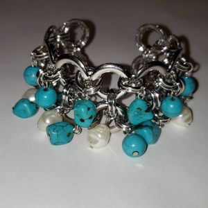 Turquoise and Pearl Cuff Bracelet